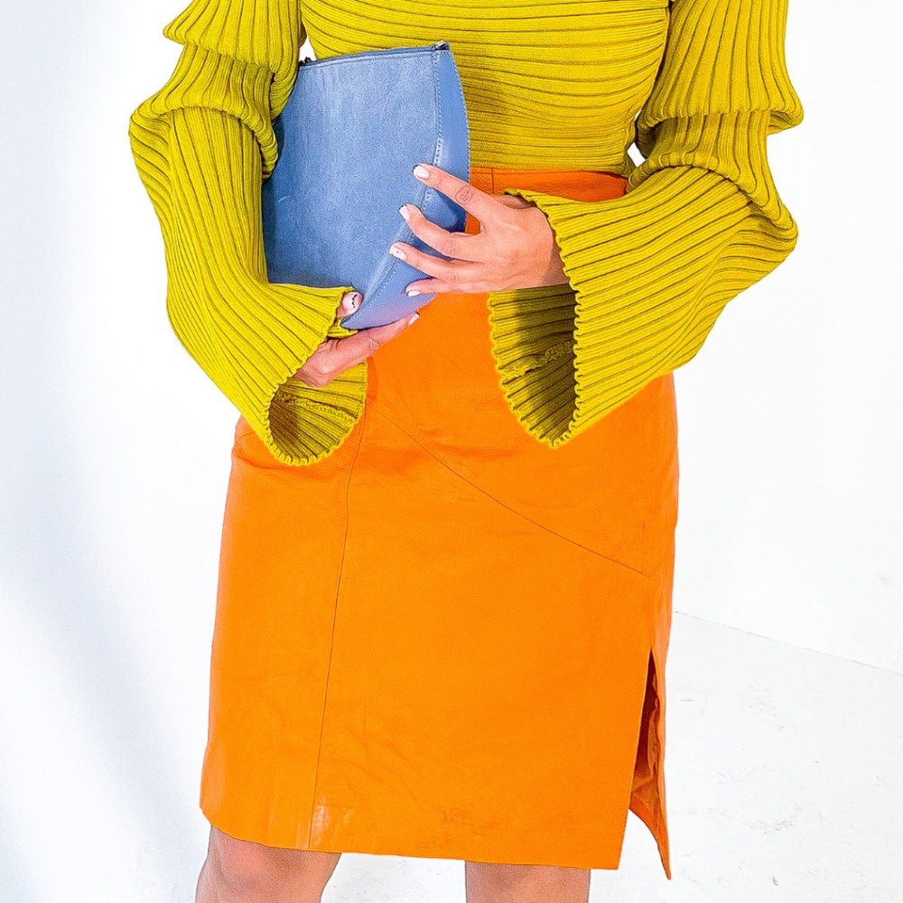 Vintage Leather Midi Skirt